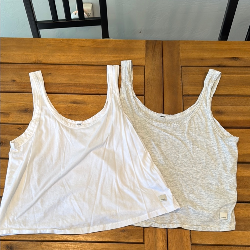 Vuori White and Gray Tank Tops